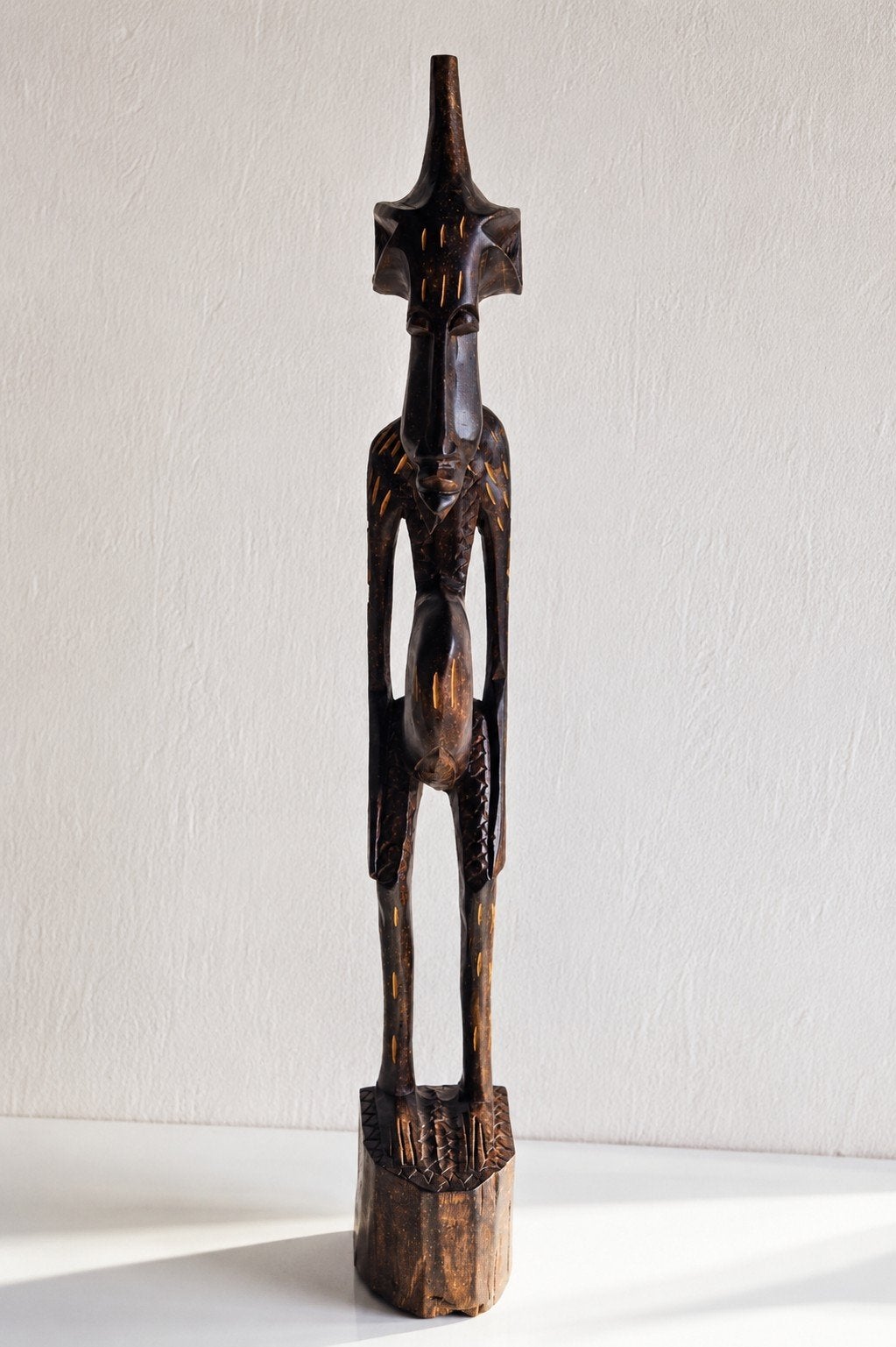 Grande sculpture africaine en bois sculptée à la main 70 cm, Enlèvement ou Envoi
