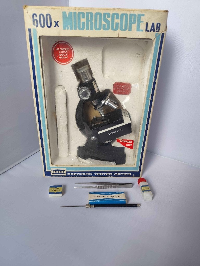 Microscope Tacon 600X Vintage - Fabriqué au Japon, TV, Hi-fi & Vidéo, Matériel d'optique | Microscopes, Enlèvement ou Envoi, Utilisé