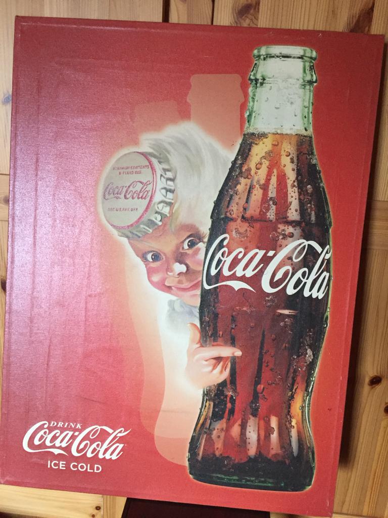 Publicités sur toile " COCA-COLA ", Collections, Enlèvement, Utilisé