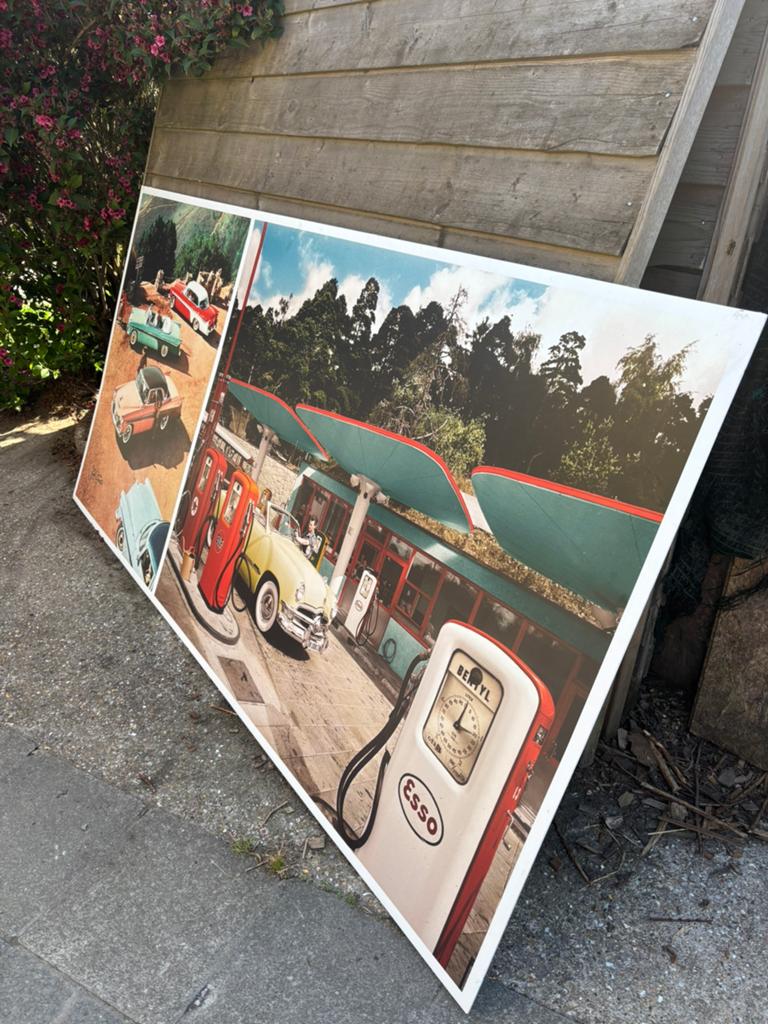 Oldtimer tafereel op hardboard, Ophalen