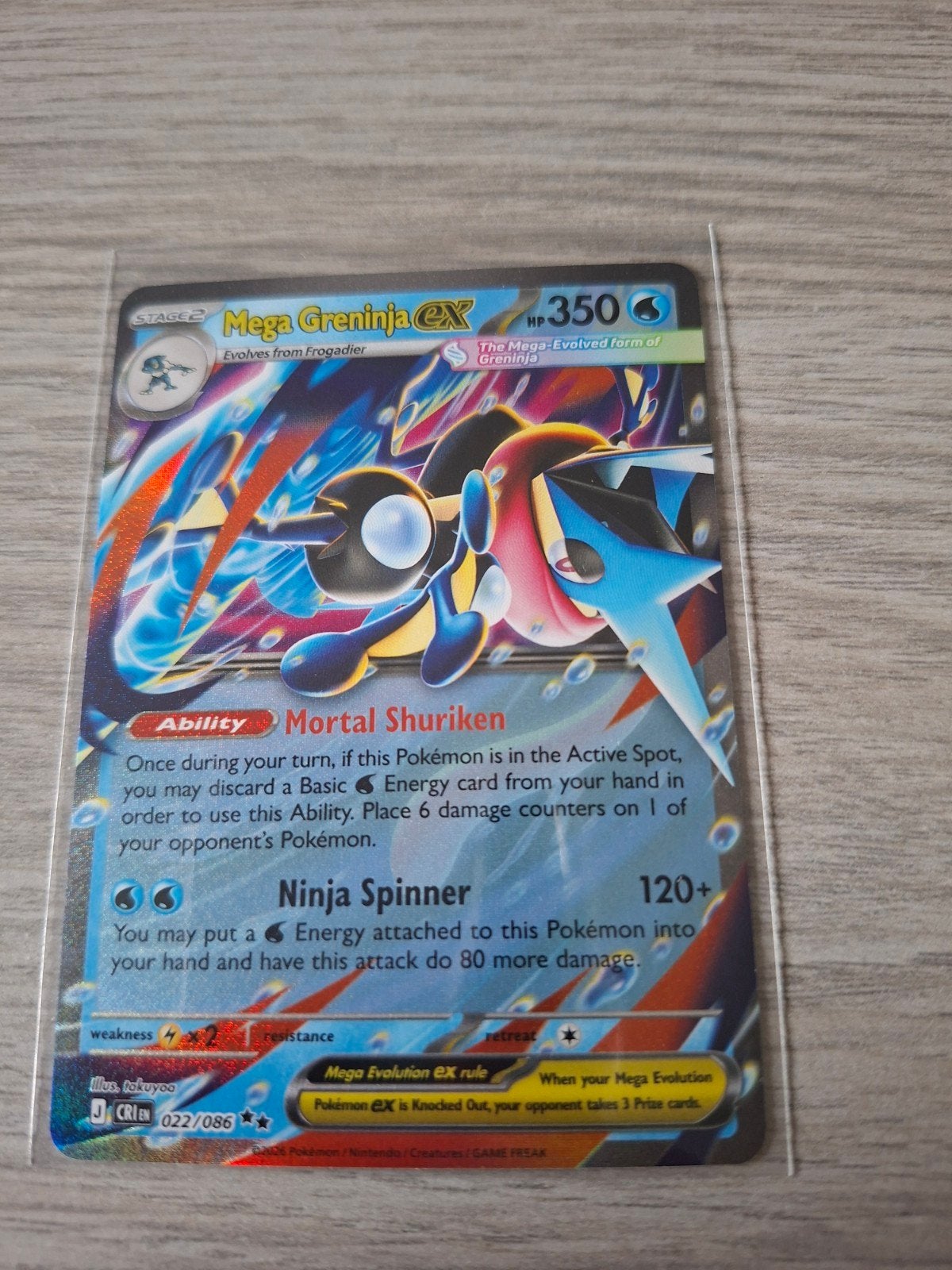 Chaos Rising Mega Greninja ex 022, Hobby en Vrije tijd, Verzamelkaartspellen | Pokémon, Ophalen of Verzenden, Nieuw, Losse kaart