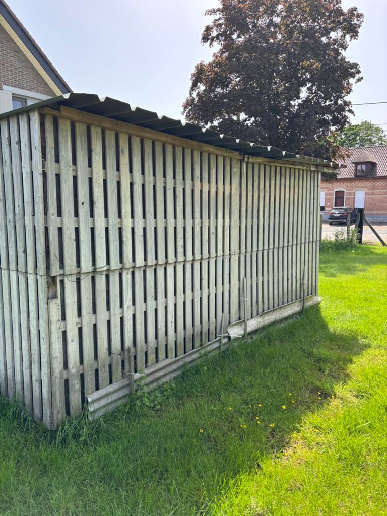 Hok zelf af te  breken 12 panelen 250/105 cm en platen dak, Jardin & Terrasse, Enlèvement, Utilisé
