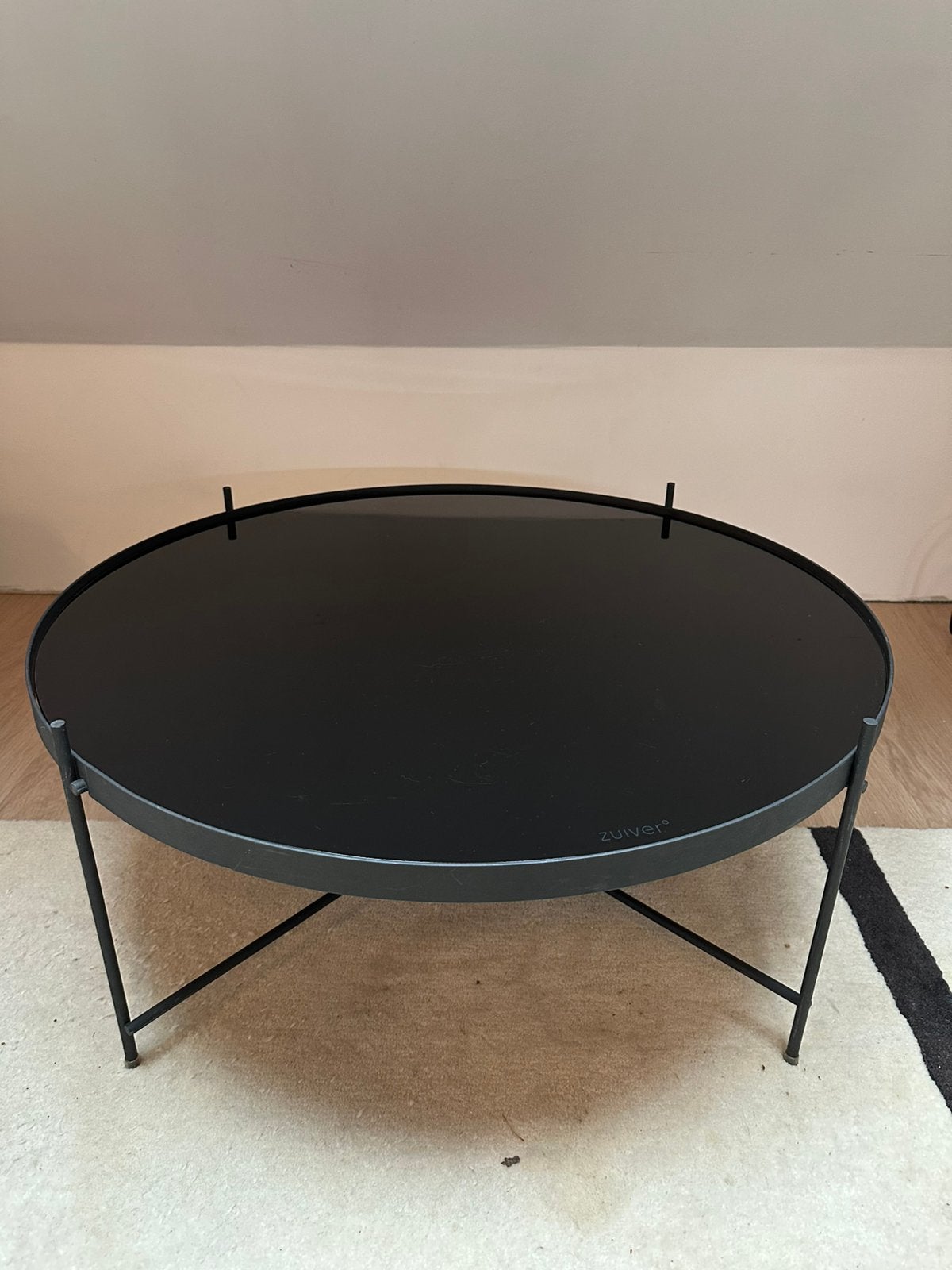 Zuiver Cupid XXL salontafel – zwart glas – Ø80 cm, Maison & Meubles, Rond, 50 à 100 cm, Verre, Enlèvement