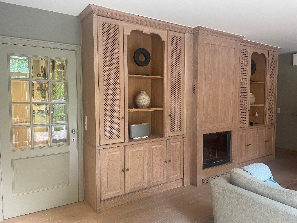 Wandkast in eik, Huis en Inrichting, Ophalen, Eikenhout, Met deur(en)