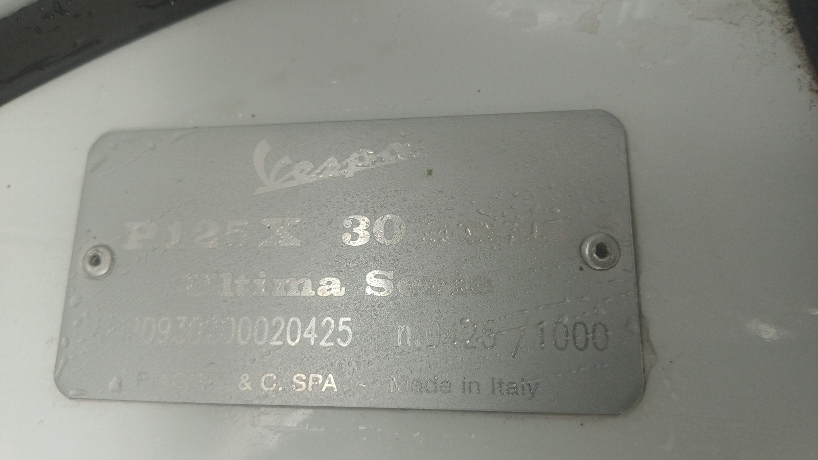 Piaggio Vespa PX125, Enlèvement