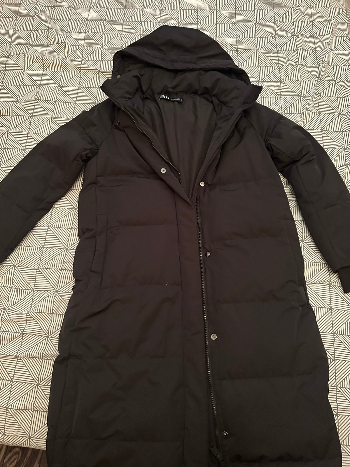 Nieuwe Lange donsjas zara, Kleding | Dames, Ophalen of Verzenden, Nieuw, Maat 42/44 (L), Zwart