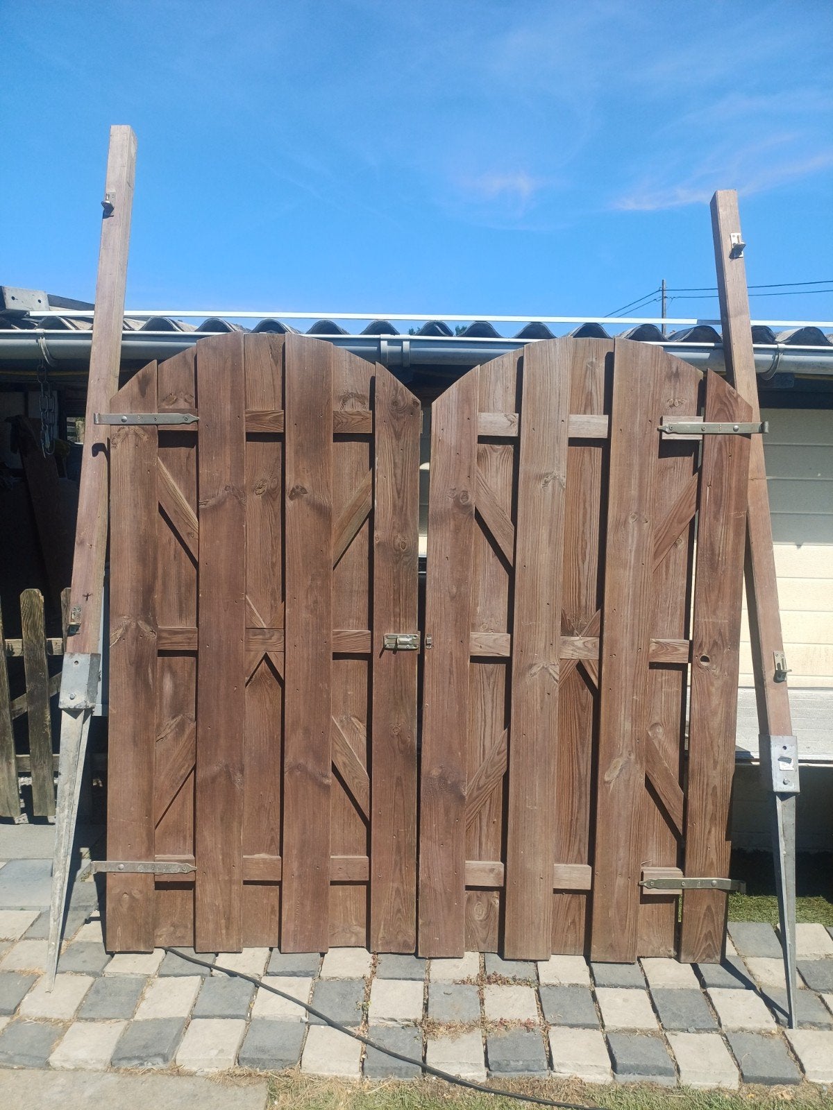Te koop   dubbele houten tuinpoort., Tuin en Terras, Ophalen