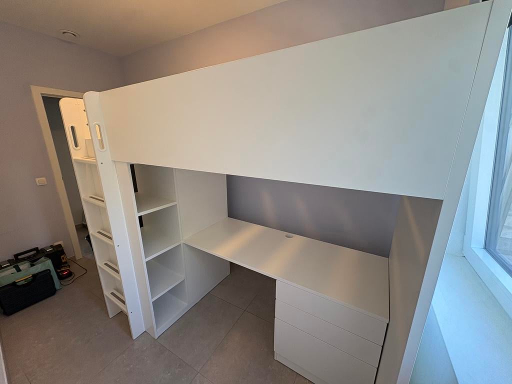 IKEA SMÅSTAD Hoogslaper wit/zwart – 90x200, Kinderen en Baby's, Ophalen, Zo goed als nieuw, Hoogslaper