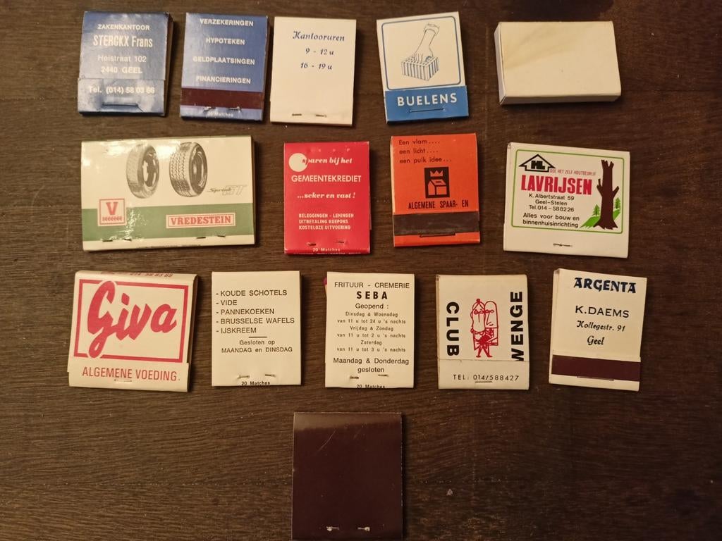 Lot lucifersdoosjes Stad Geel, Ophalen of Verzenden