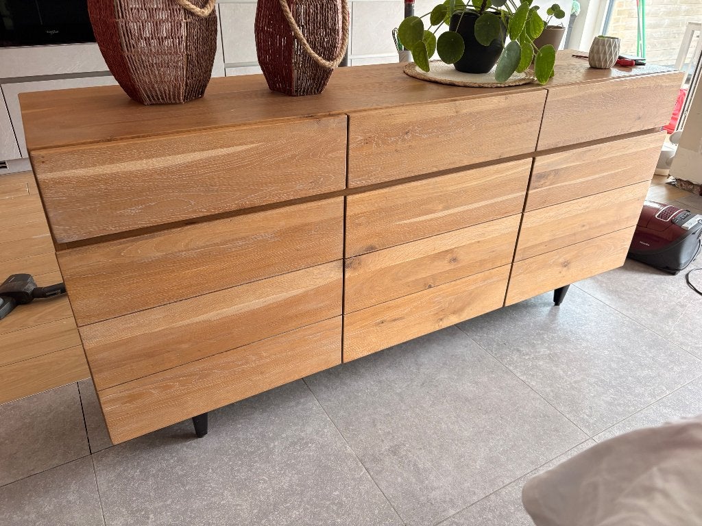 Barkast + dressoir, Maison & Meubles, Armoires | Dressoirs, Utilisé, 100 à 150 cm, 25 à 50 cm, Avec tiroir(s), Avec porte(s), Chêne