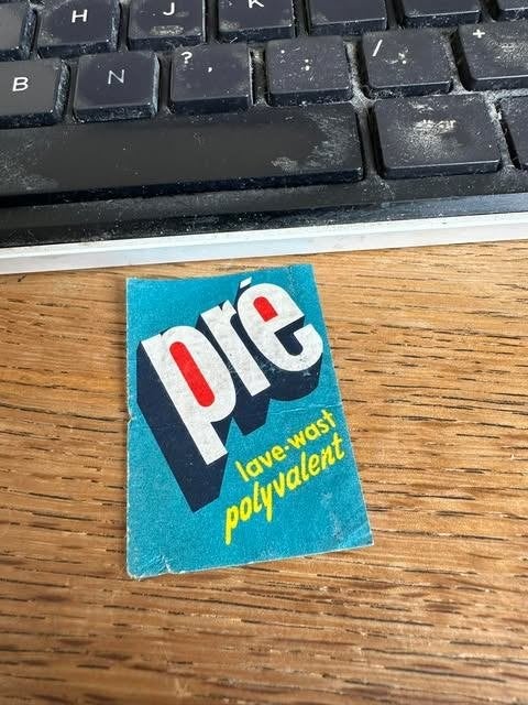 luciferdoos etiket label Pré lave wast polyvalent, Verzamelen, Gebruikt, Infoérela.wa, Overige typen, Ophalen of Verzenden