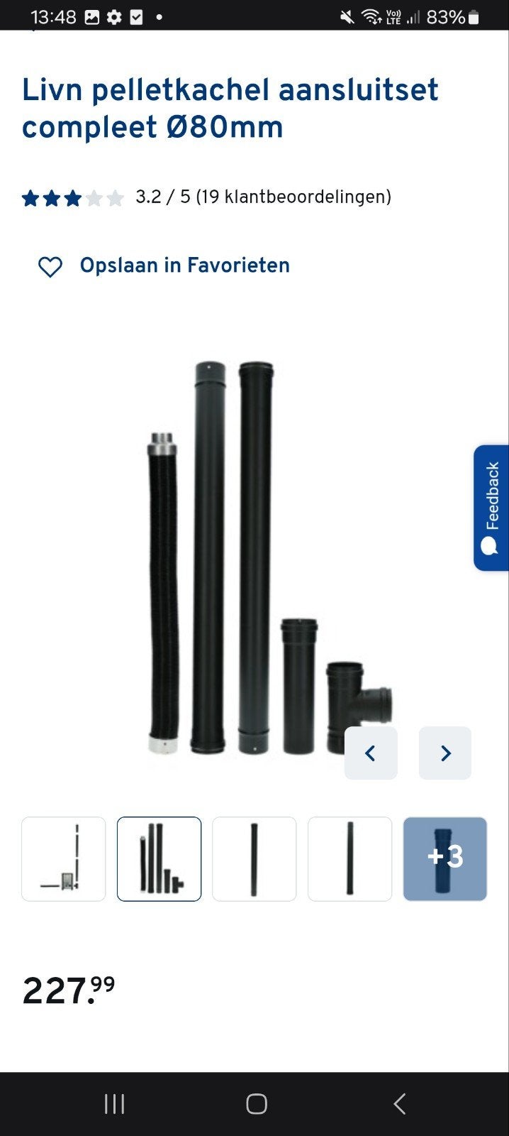 Nieuw in de doos, aansluitset buis pelletkachel, Ophalen, Pelletkachel