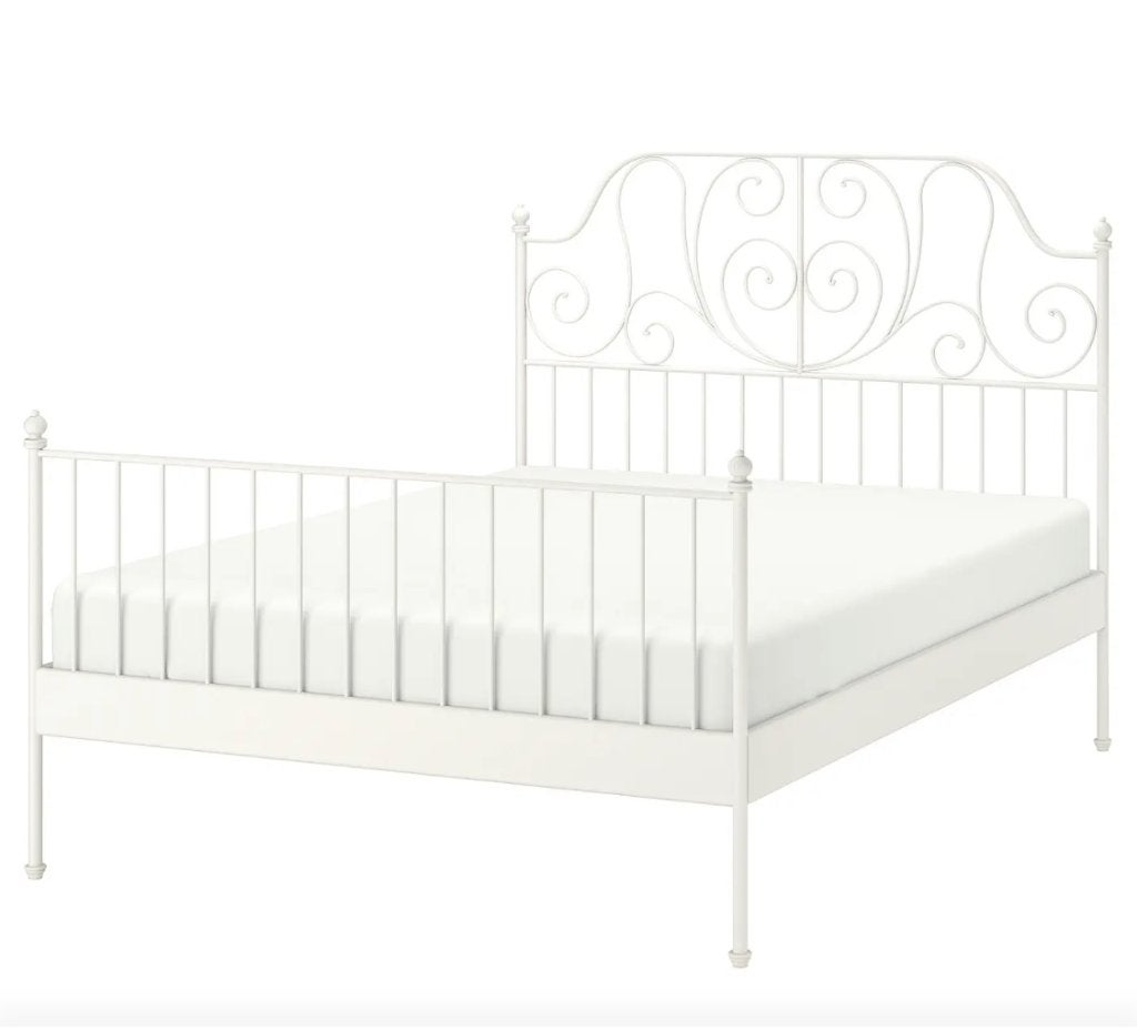 Metalen bedframe “Leirvik”, Huis en Inrichting, Ophalen, Gebruikt, Wit, 140 cm