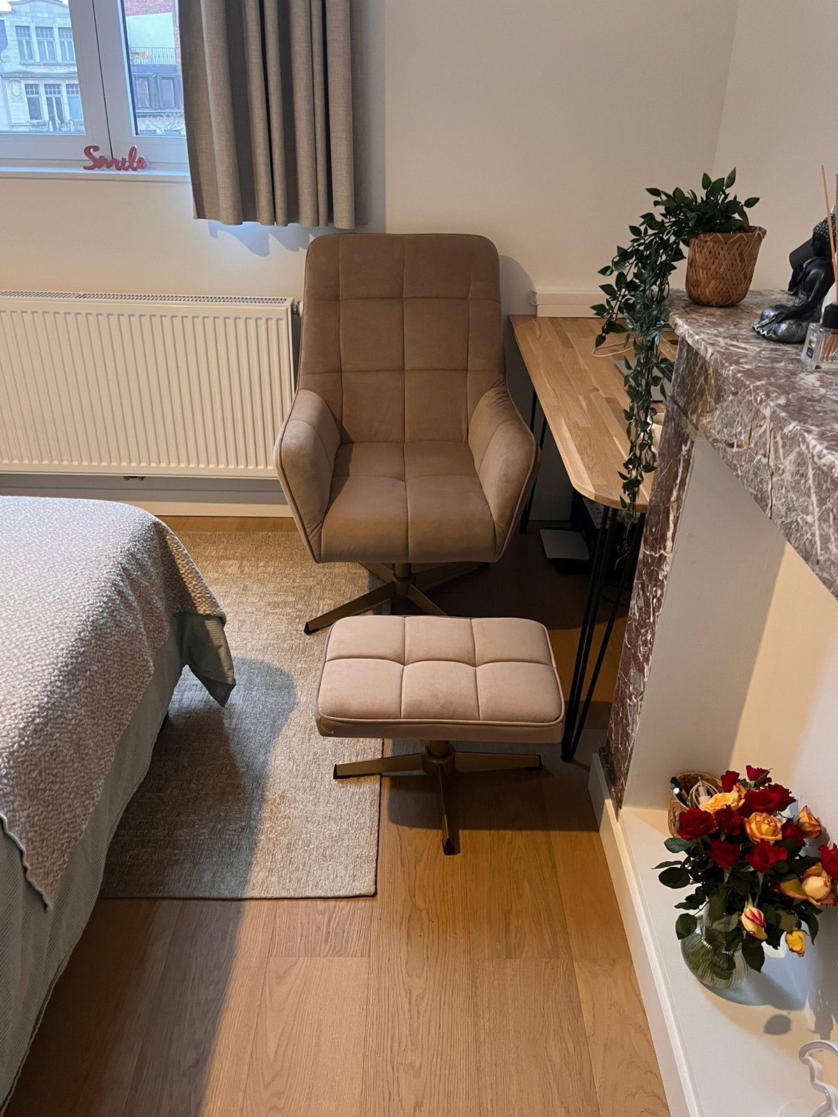 Draaifauteuil met hocker – zo goed als nieuw, Enlèvement, Comme neuf, Tissus