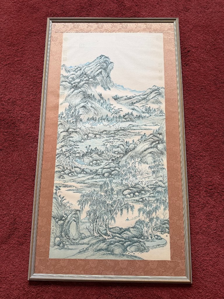 Peinture de paysage chinoise, Sous verre, Paysage, Enlèvement, Impression