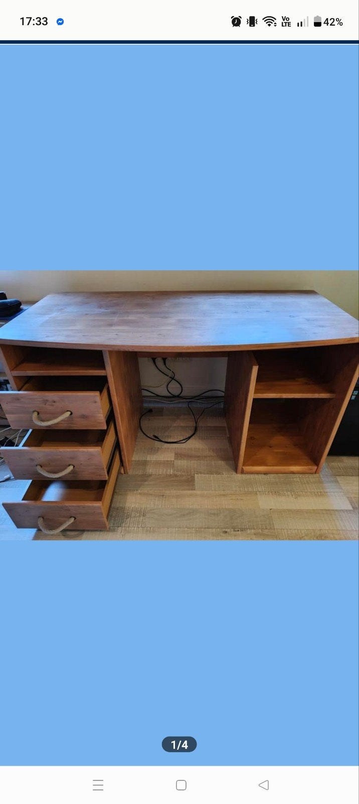 Bureau met ladekast, Bureau d'écolier, 65 cm, Enlèvement, 140 cm