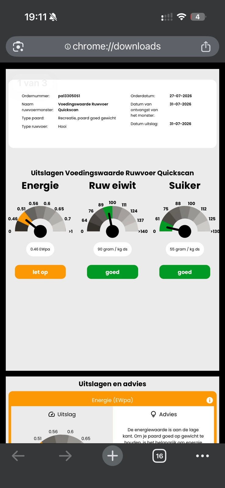 Hooi met analyse, Ophalen