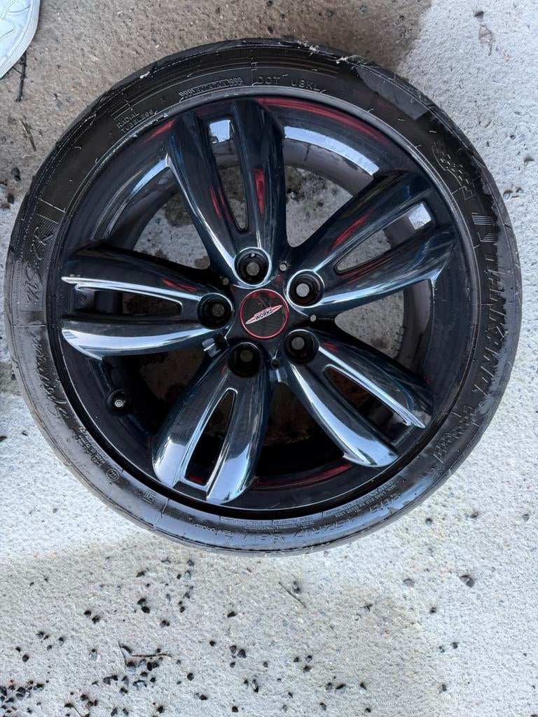 Mini John Cooper Works 17" originele velgen met semi slicks, Ophalen, Gebruikt, Velg(en), 17 inch