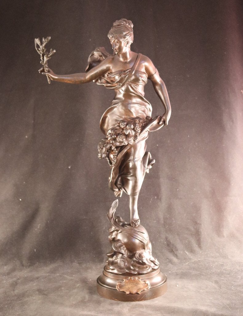 Groot bronzen Art Nouveau beeld, Antiek en Kunst, Kunst | Beelden en Houtsnijwerken, Ophalen of Verzenden, Art nouveau, Beeld