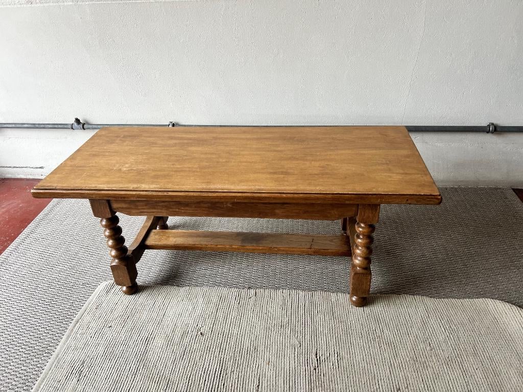 Massief houten salontafel – rustiek / landelijk – stevig, Ophalen, Gebruikt, 100 tot 150 cm, 50 tot 75 cm