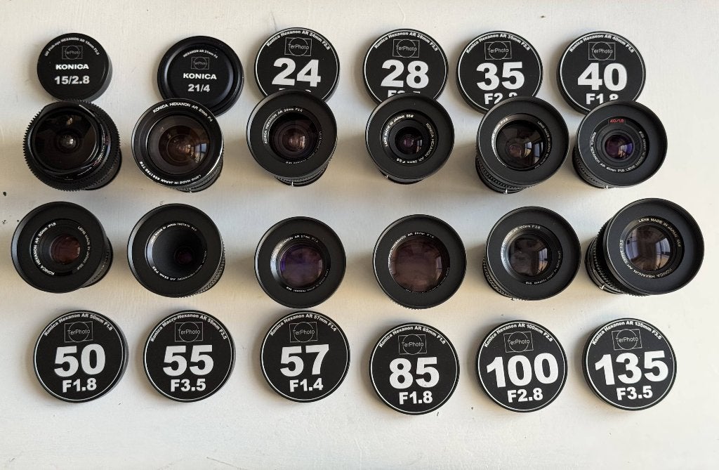 Konica Hexanon AR Prime Cine Mod Lenses Set For Sony E-mount, Audio, Tv en Foto, Fotocamera's Analoog, Ophalen, Gebruikt, Spiegelreflex