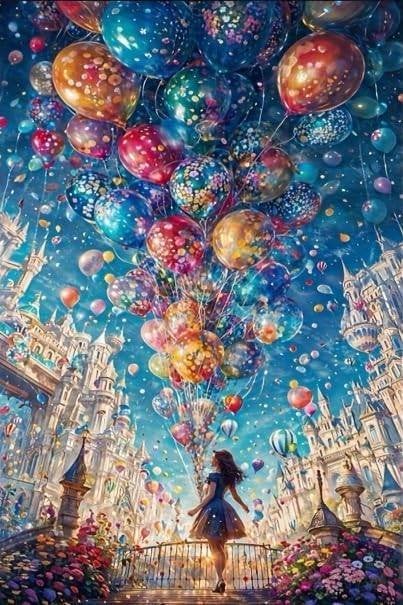 50x40cm Diamond Painting meisje ballonnen nr 958, Fantasie, Verzenden, Nieuw, Meerkleurig