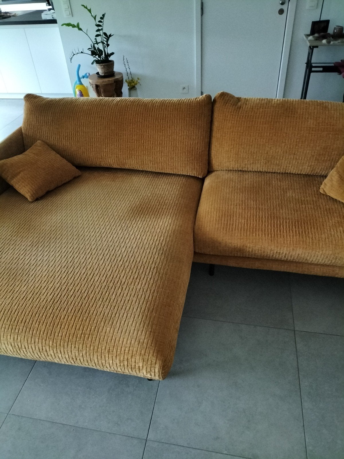 zetel met longchair rechts, Huis en Inrichting, Ophalen, Gebruikt, Vierpersoons of meer