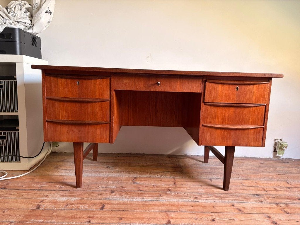 Bureau en teck du milieu du siècle, Vintage, Enlèvement, Utilisé, Bois