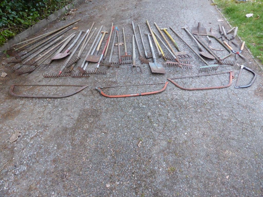 partij ouder tuingereedschap alles in één lot, totaal 43st., Tuin en Terras, Ophalen, Gebruikt, Sikkel