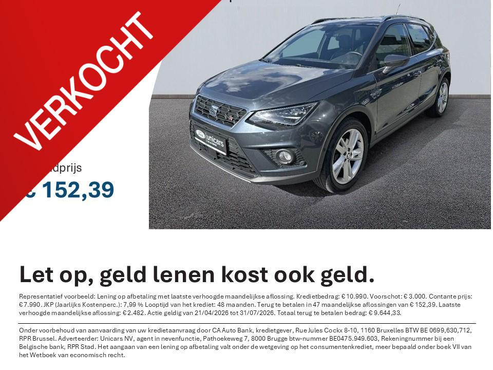 SEAT Arona FR - 1.0 BENZINE - GARANTIE SEAT Arona FR - 1.0 T, Auto's, Voorwielaandrijving, Stof, Gebruikt, Overige brandstoffen