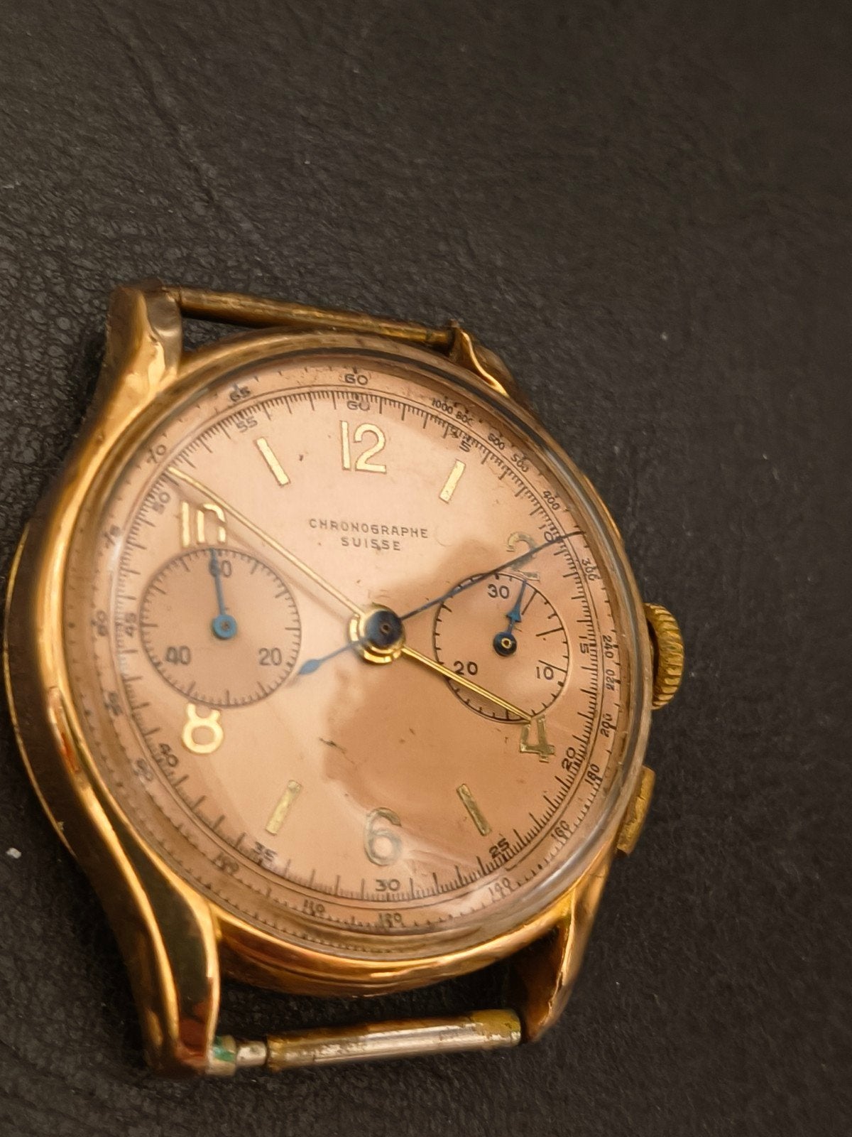 vintage mannen horloge goud 750, Handtassen en Accessoires, Horloges | Heren, Ophalen of Verzenden, Goud, Polshorloge, Leer