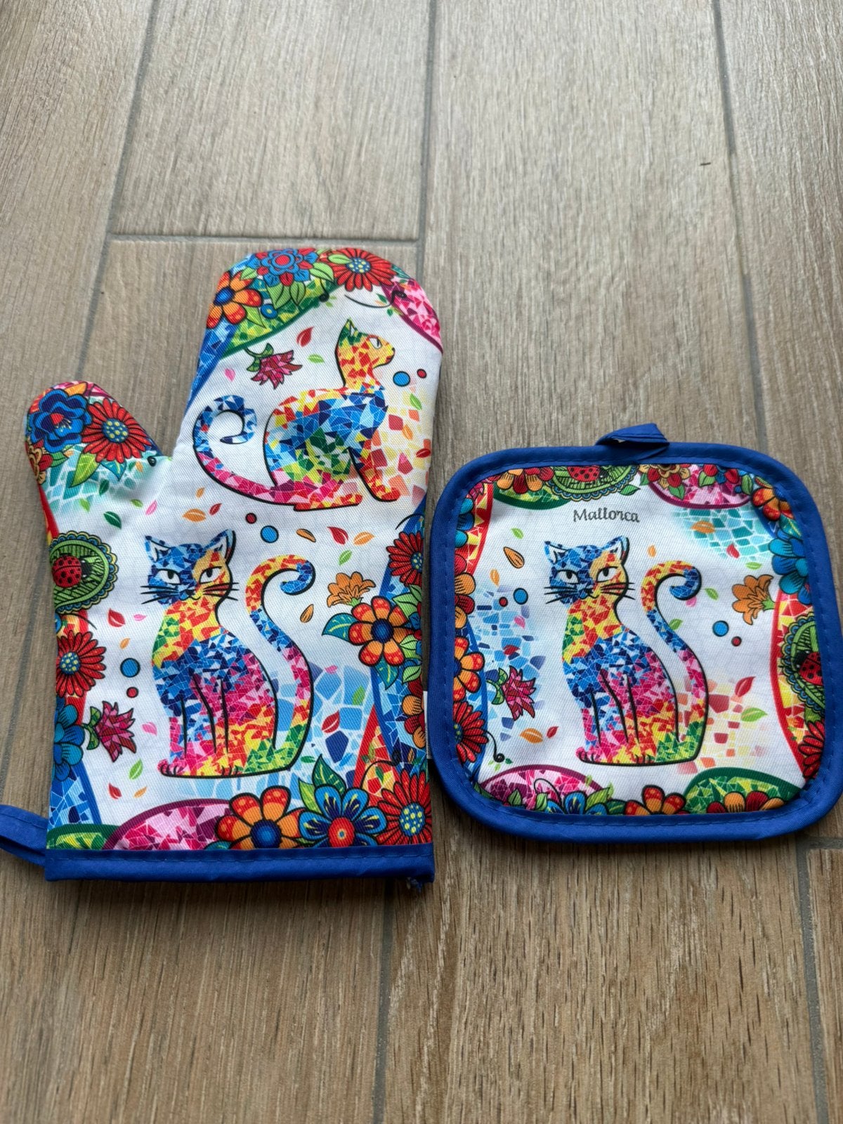 Manique chat, Huis en Inrichting, Keuken | Textiel, Ophalen, Zo goed als nieuw, Blauw, Ovenwant