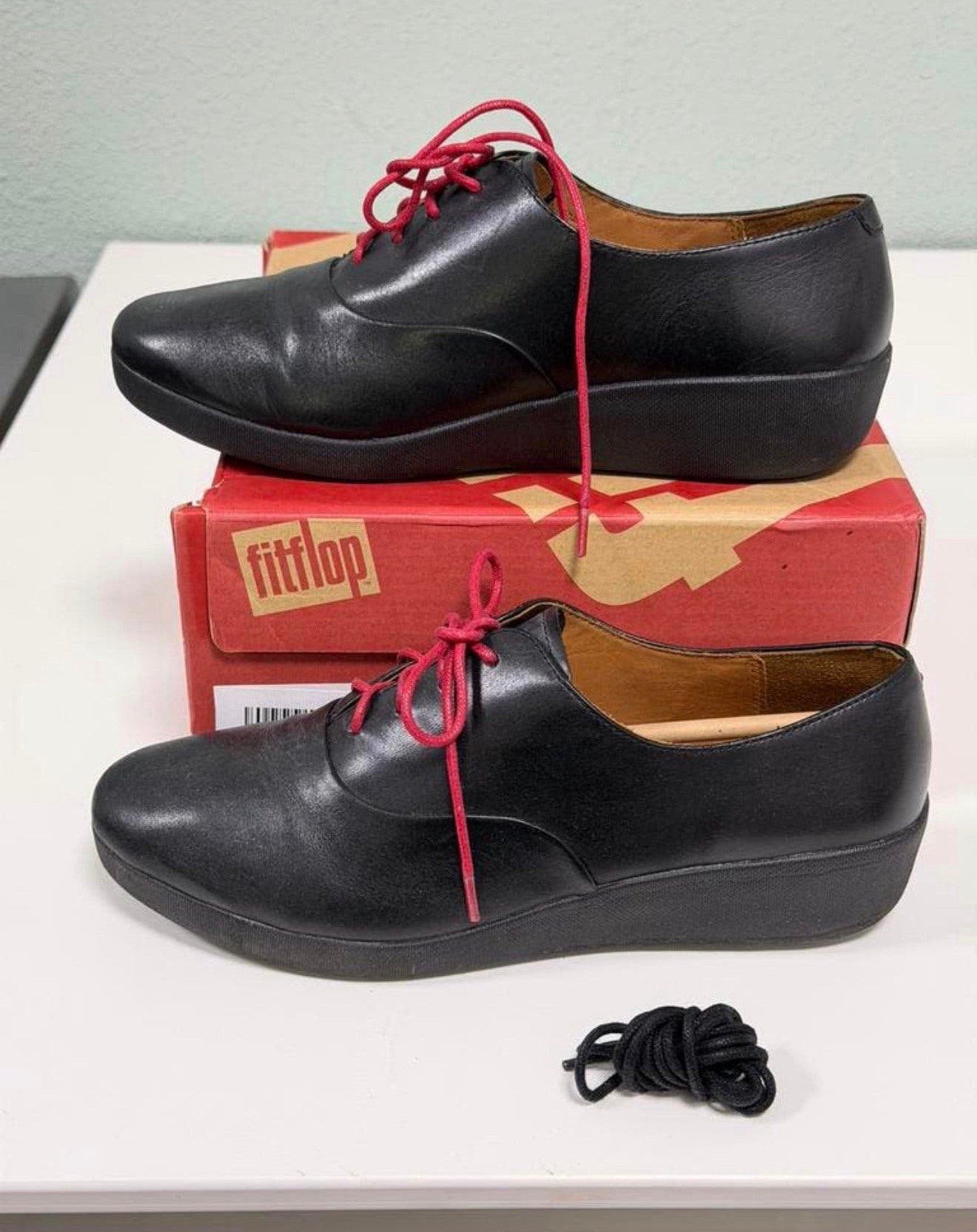 FitFlop dames schoenen zwart leer maat 38 nieuw FF2 lederen, Schoenen met lage hakken, Zwart, Nieuw, Ophalen of Verzenden