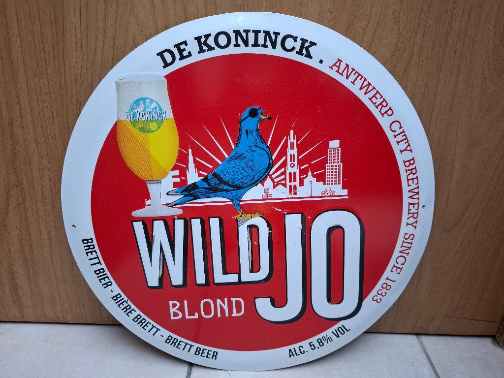 Reclamebord bier Wild Jo, Verzamelen, Ophalen of Verzenden, Nieuw, Reclamebord, Plaat of Schild, De Koninck