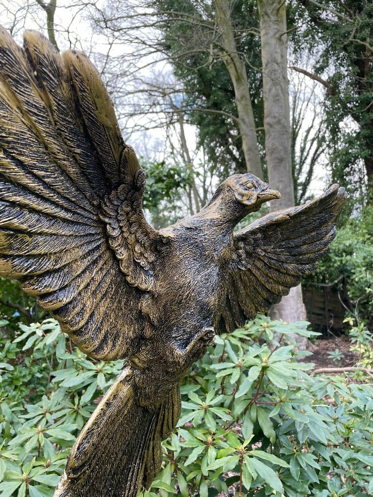 Oiseau phénix, oiseau de feu sur tige, renaissance, 100 cm, Enlèvement, Neuf, Synthétique, Animal