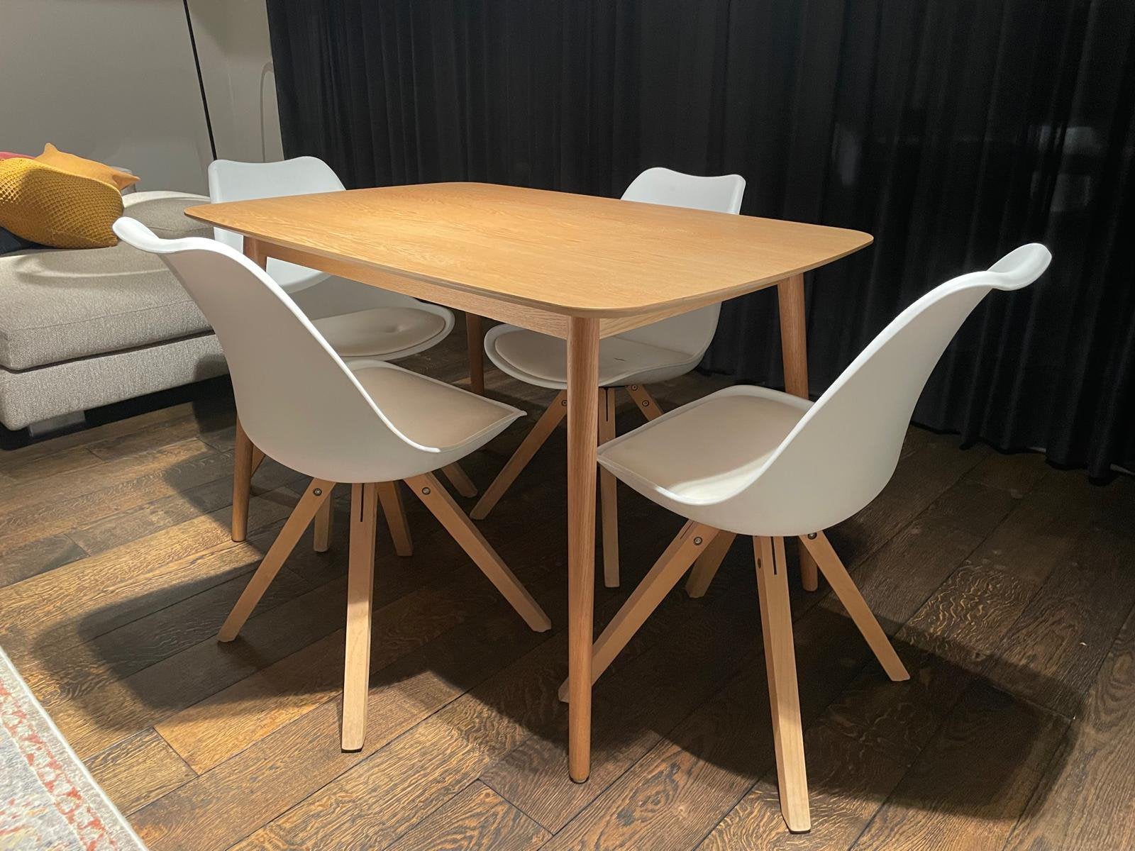 Eettafel maison du monde met 4 witte stoelen, Enlèvement, Comme neuf