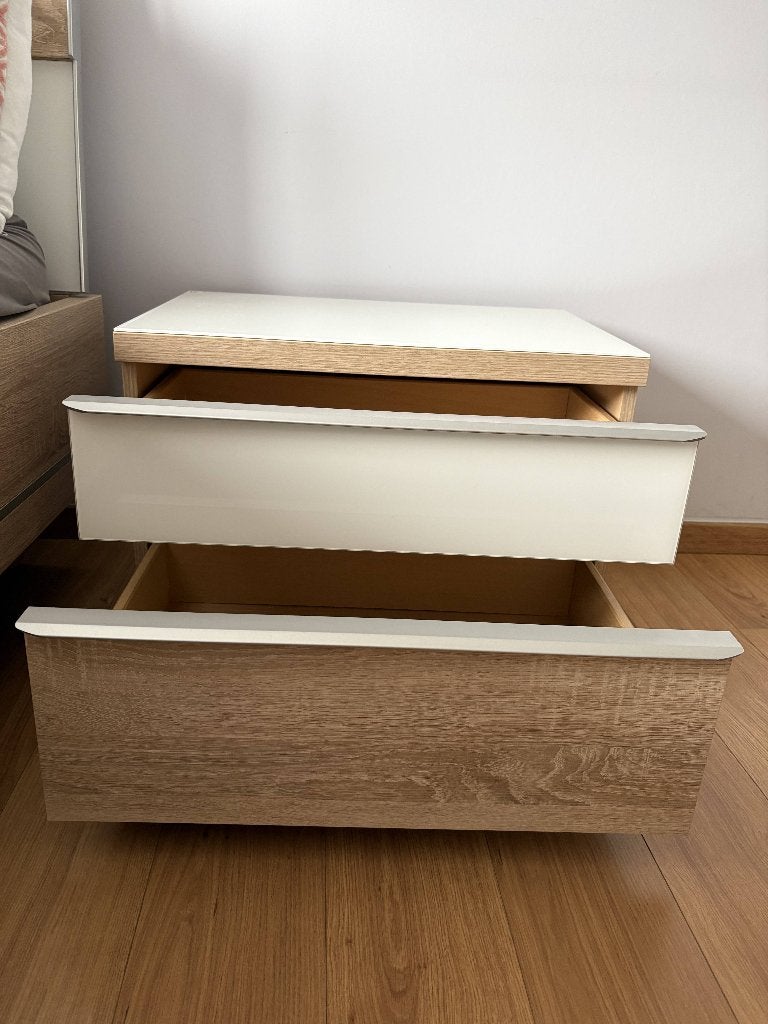 lit + table de chevet + étagère, Brun, Enlèvement, Autres dimensions, Bois