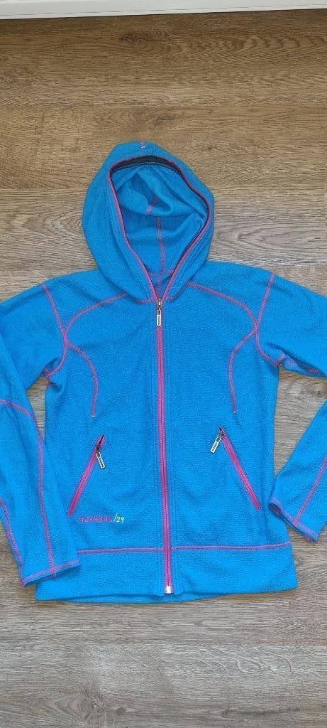 blauw met roze skitrui / trui gilet in fleece maat smal, Sport en Fitness, Skiën en Langlaufen, Ophalen of Verzenden, Gebruikt