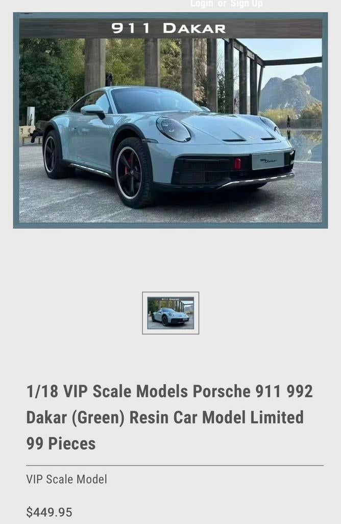 GEZOCHT: 1/18 VIP Scale Models Porsche 911 992 Dakar (Green), Ophalen