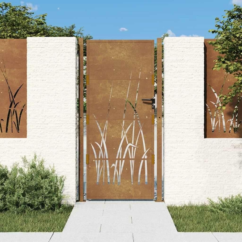 Tuinpoort - bruin design gras 100x200 cm cortenstaal, Jardin & Terrasse, Portes de jardin, Neuf, Portail battant, Acier, 100 à 150 cm