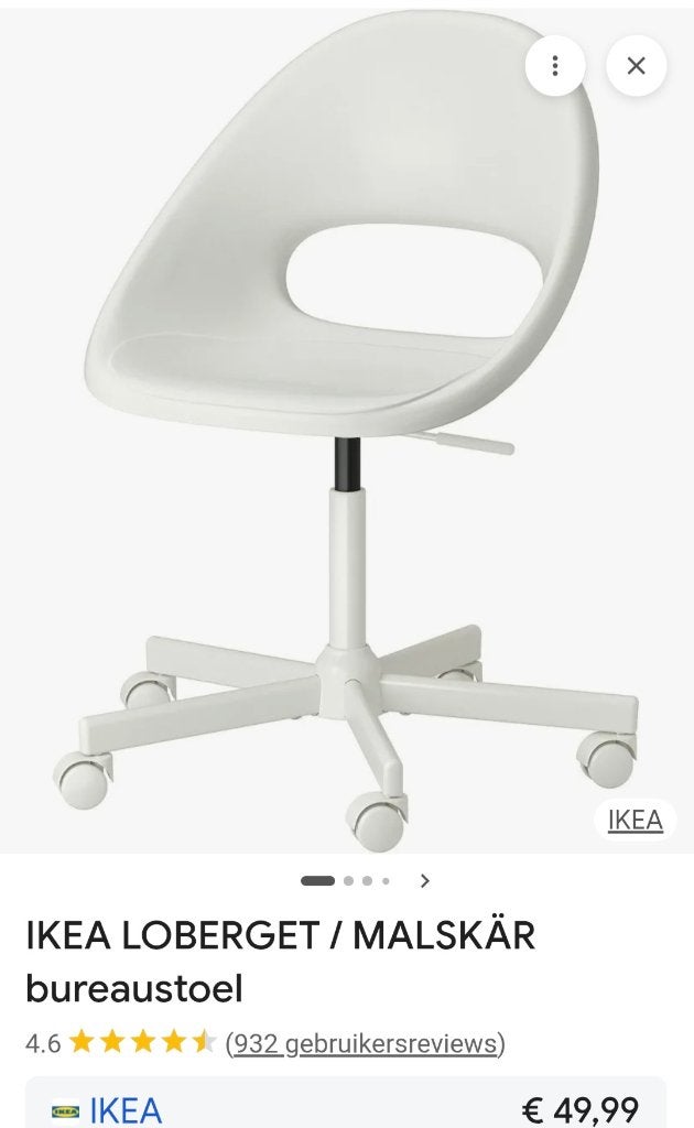 Witte ikea bureaustoel kids, Ophalen, Zo goed als nieuw, Wit, Bureaustoel