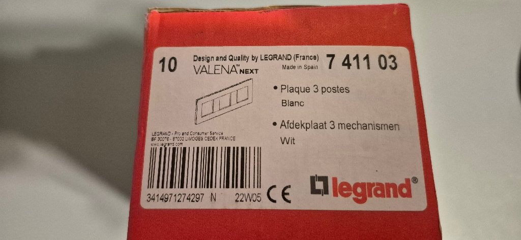 LeGrand 7 411 03 Plaque 3 postes blanc Valena, Ophalen of Verzenden, Nieuw, Overige merken, Afdekraam