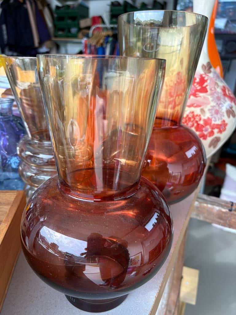 2 vazen oranje, Ophalen, Nieuw, Oranje, Glas