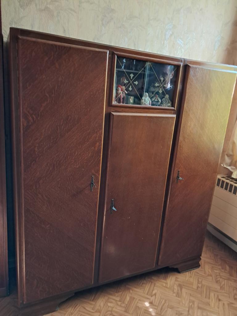 Vintage kleerkast met glasraampjes, Huis en Inrichting, Ophalen