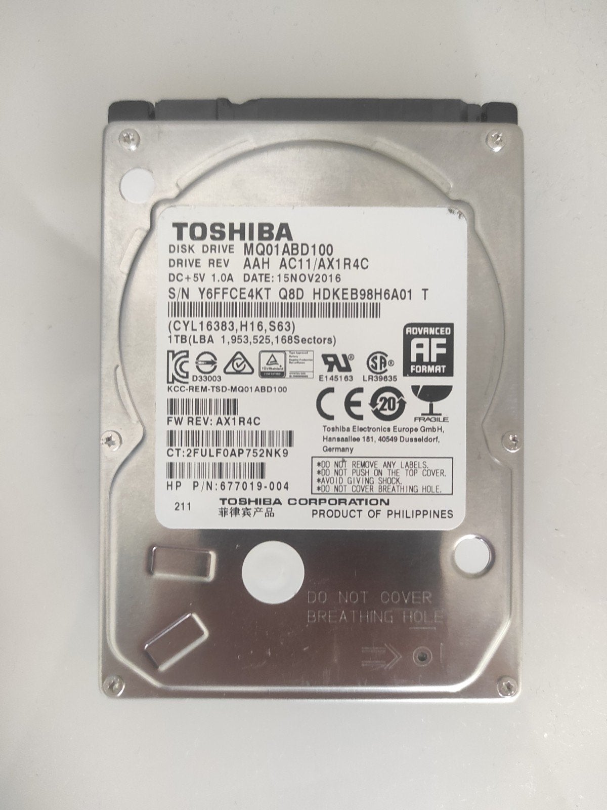 Toshiba MQ01ABD100 1TB 2.5" SATA Harde Schijf, Computers en Software, Harde schijven, Intern, Toshiba, Ophalen of Verzenden, Zo goed als nieuw