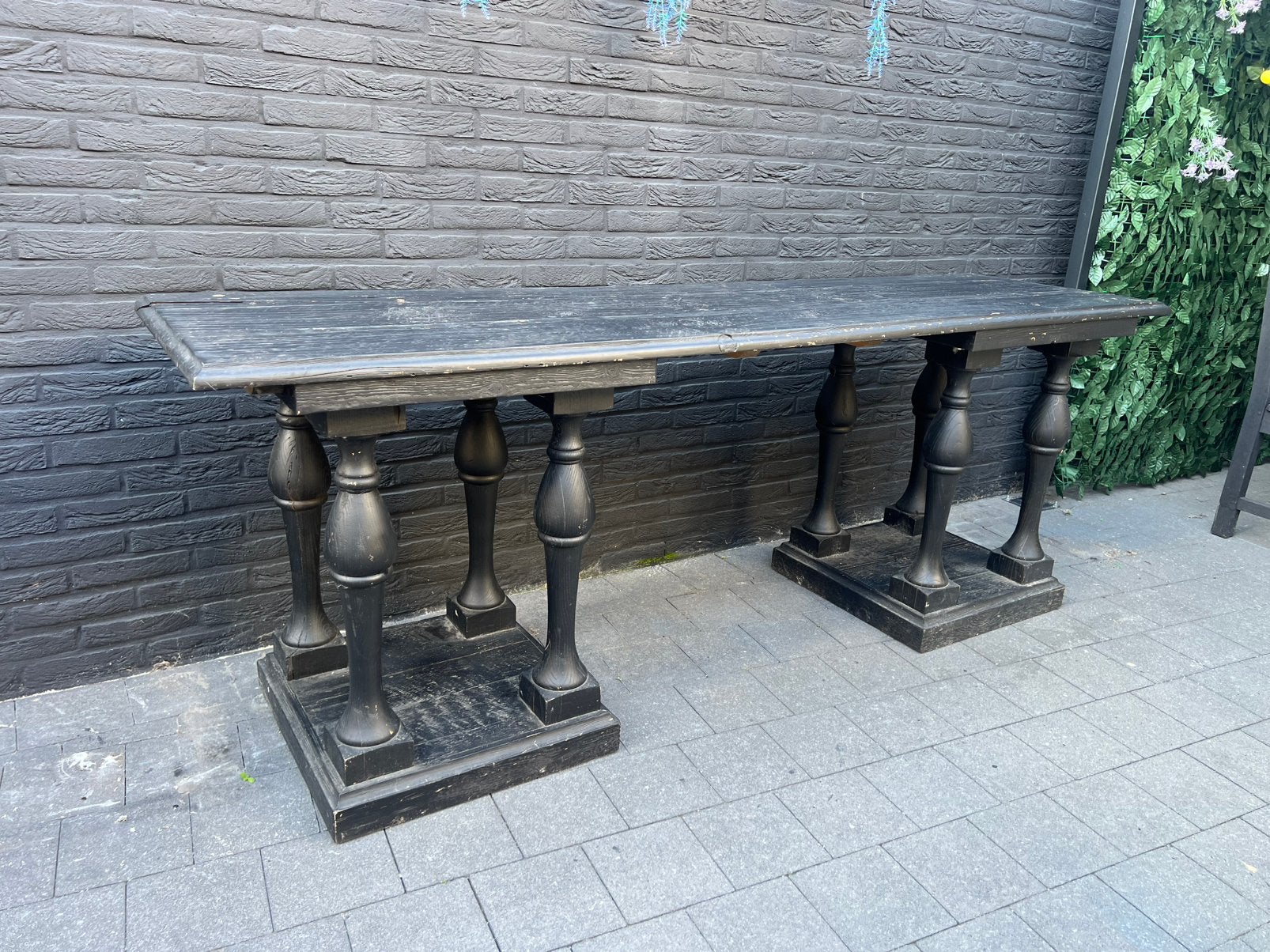 Robuuste Zwarte Houten Sidetable (220x60x81 cm), Huis en Inrichting, Ophalen