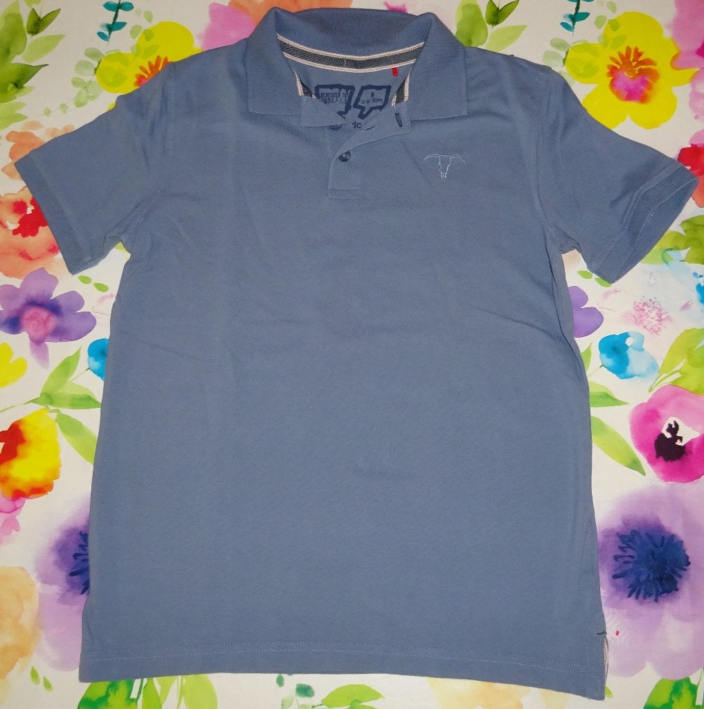 152/158 12/13 polo Esprit blauw grijs zeer goede staat, Gebruikt, Ophalen of Verzenden, Esprit, Shirt of Longsleeve