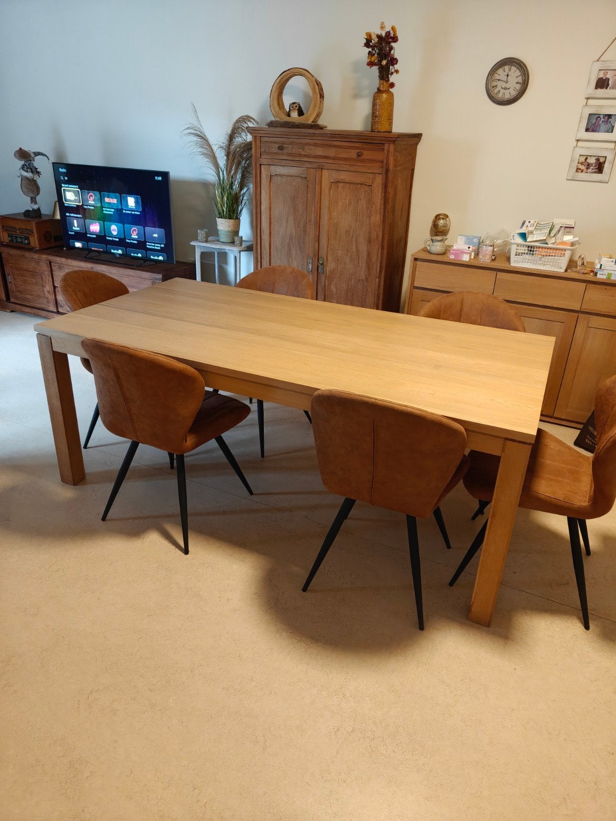 Eiken eettafel, Huis en Inrichting, Ophalen, Eikenhout, 50 tot 100 cm, Zo goed als nieuw