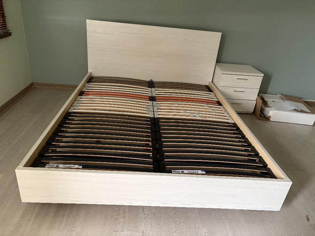 2-persoonsbed 160x200 incl. lattenbodems, Huis en Inrichting, Ophalen, Wit, 200 cm, 160 cm