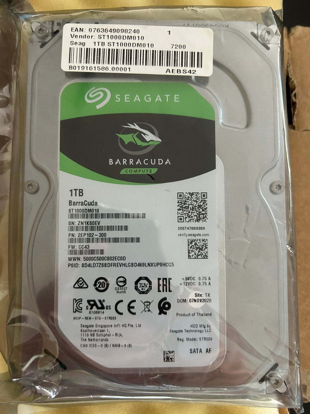 Nieuwe HDD 1TB - Seagate Baracuda - 7.200 rpm, Intern, 3,5", Nieuw, Ophalen of Verzenden